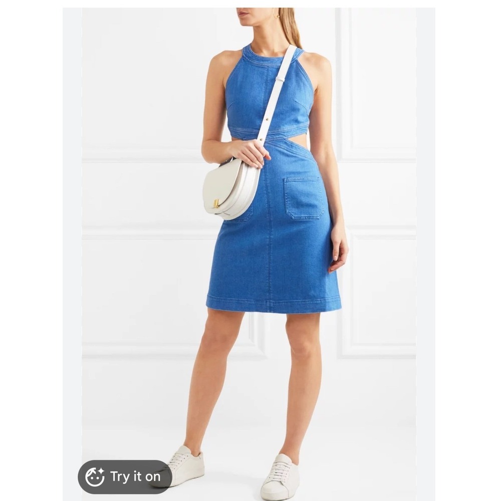 Stella McCartney Blue Denim Cut-Out Halter Mini Dress Made in Italy Sz 36 ASO TV